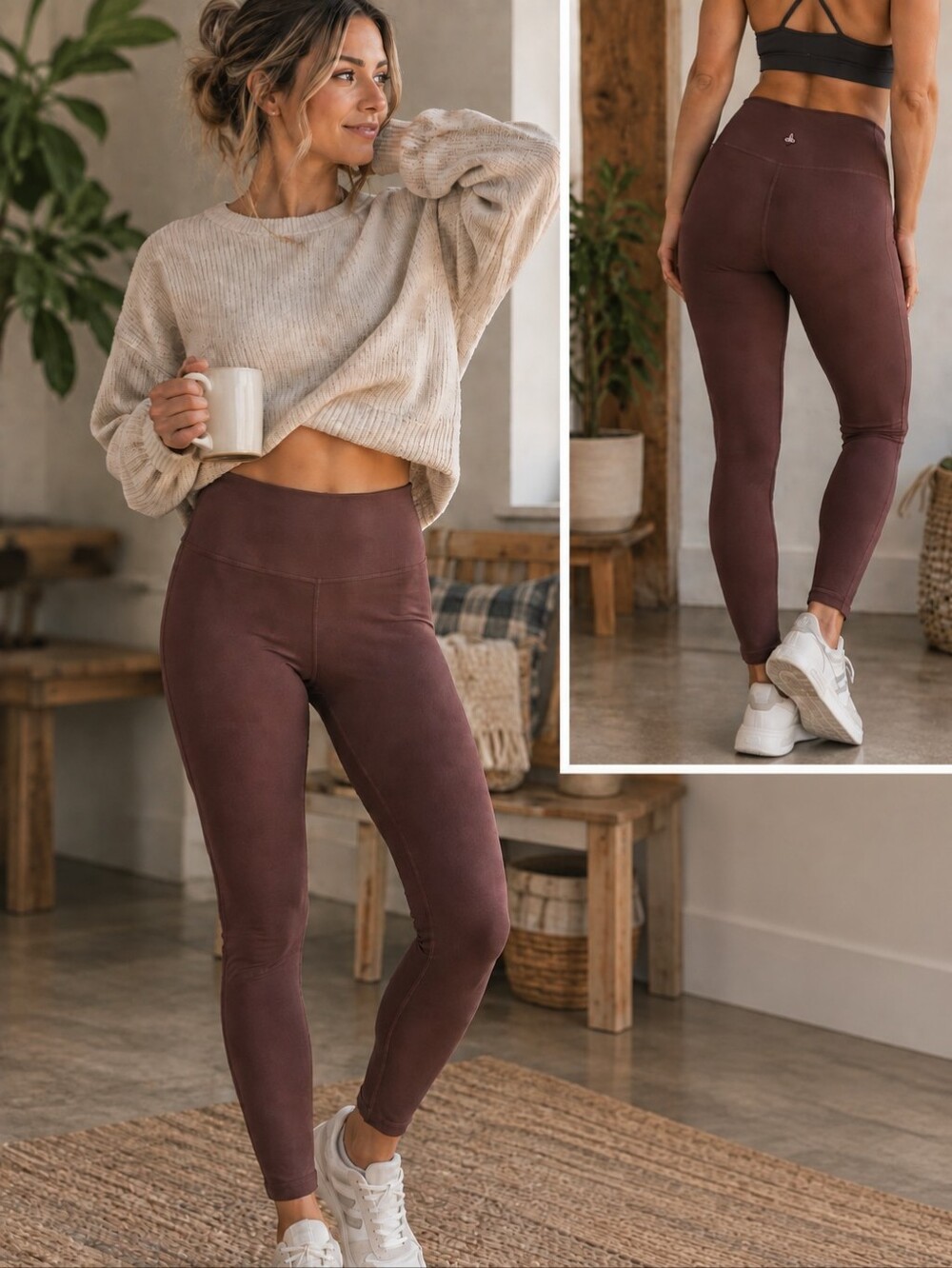 prAna High Rise Pocket Leggings Women’s Small Brown/Mojave Yoga Athletic Pants
